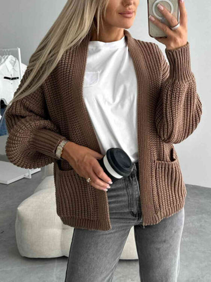 Hippe Open Front Cardigan met Verlaagde Schouderlijn voor een Relaxed Uiterlijk