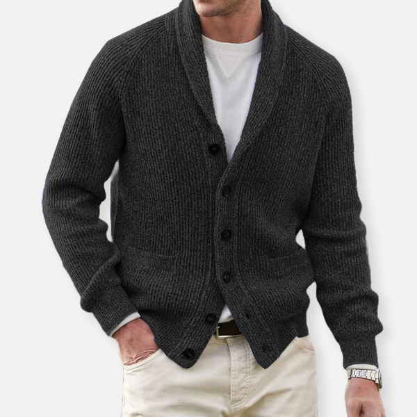 Elegante Cardigan met Riem en Visgraatpatroon