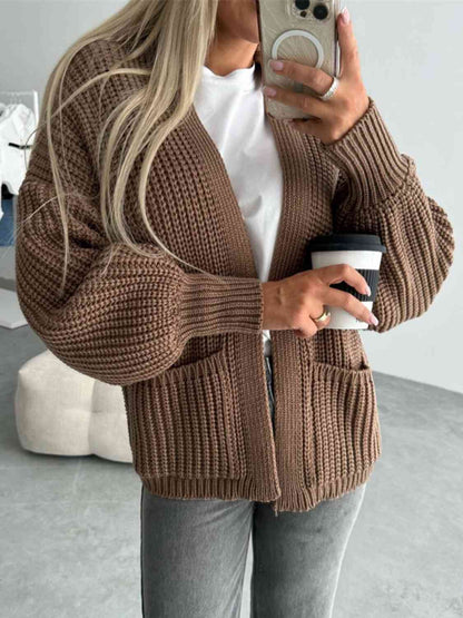 Hippe Open Front Cardigan met Verlaagde Schouderlijn voor een Relaxed Uiterlijk