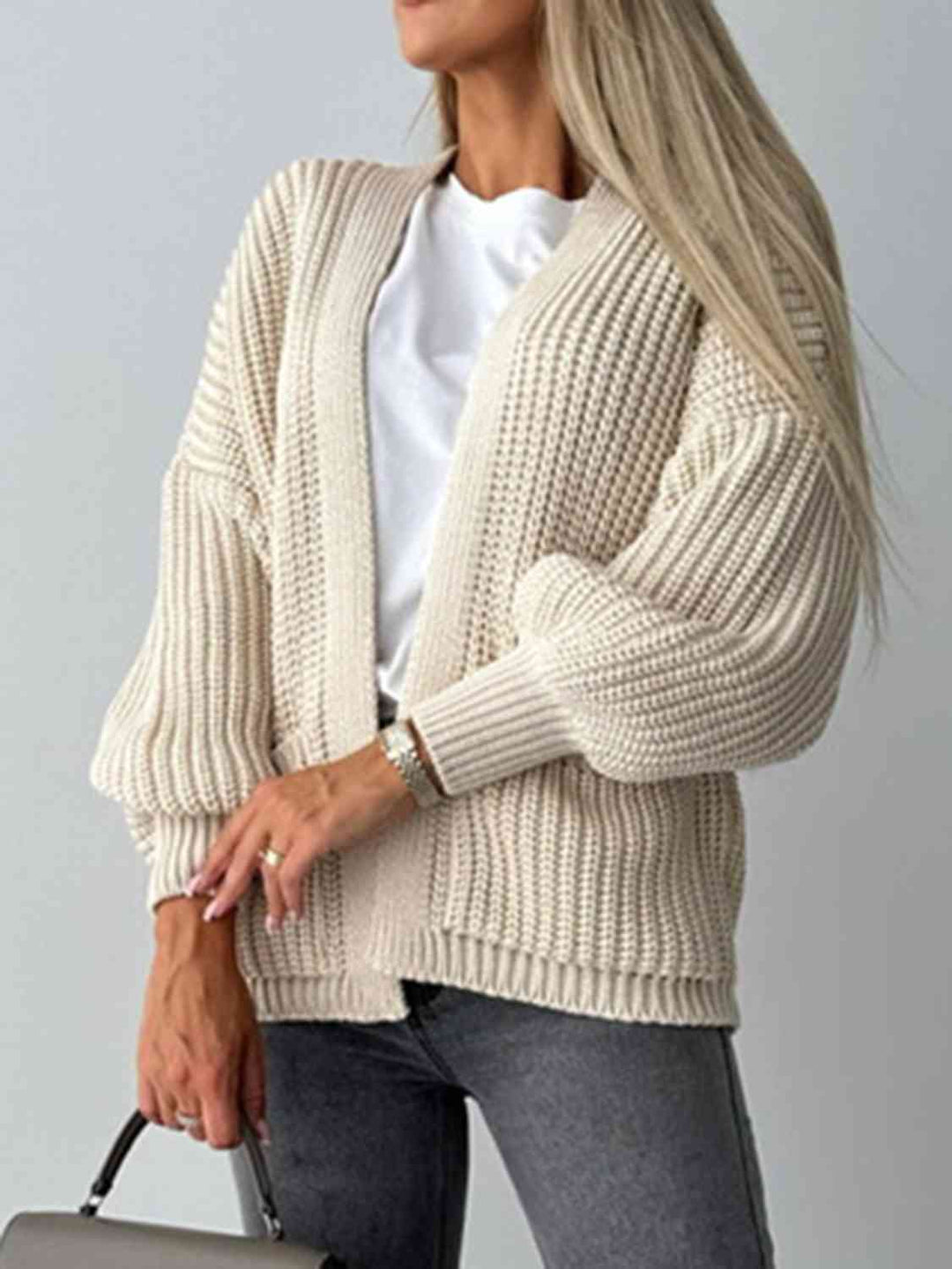 Hippe Open Front Cardigan met Verlaagde Schouderlijn voor een Relaxed Uiterlijk