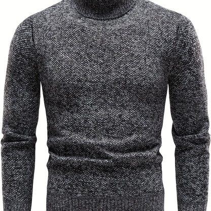 Slim Fit Heren Trui met Hoge Hals - Gezellige Gebreide Pullover voor de Koudere Maanden