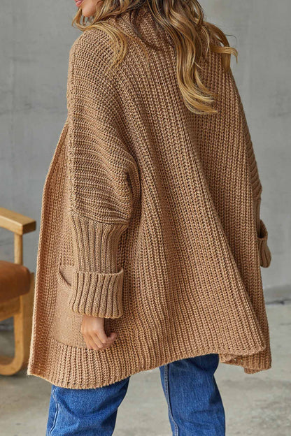 Trendy Open Front Lange Cardigan - Knoopsluiting voor Comfortabel Stijl