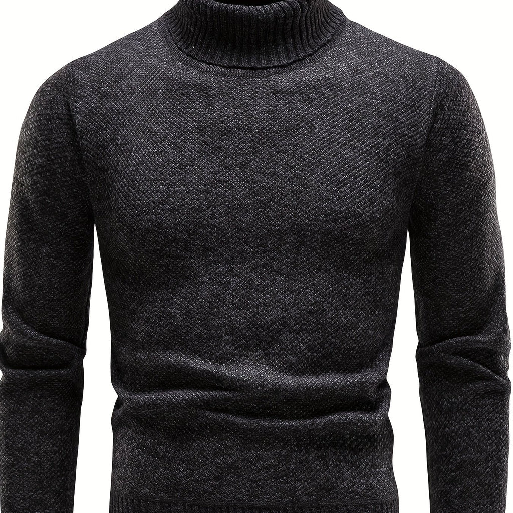 Slim Fit Heren Trui met Hoge Hals - Gezellige Gebreide Pullover voor de Koudere Maanden