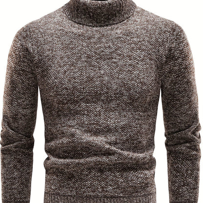 Slim Fit Heren Trui met Hoge Hals - Gezellige Gebreide Pullover voor de Koudere Maanden