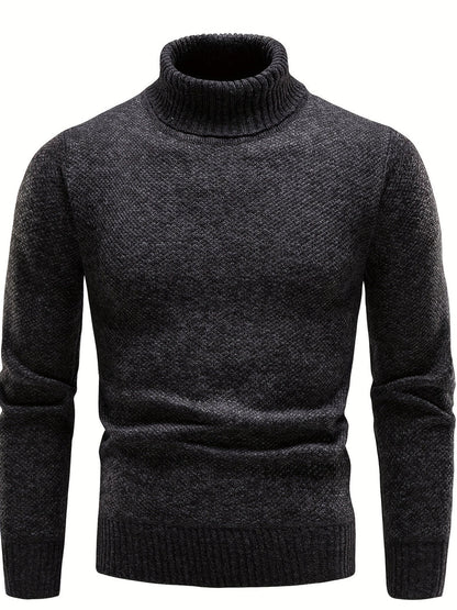 Slim Fit Heren Trui met Hoge Hals - Gezellige Gebreide Pullover voor de Koudere Maanden