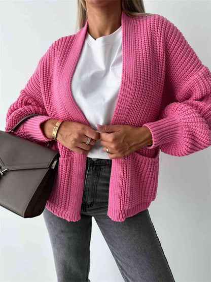 Hippe Open Front Cardigan met Verlaagde Schouderlijn voor een Relaxed Uiterlijk