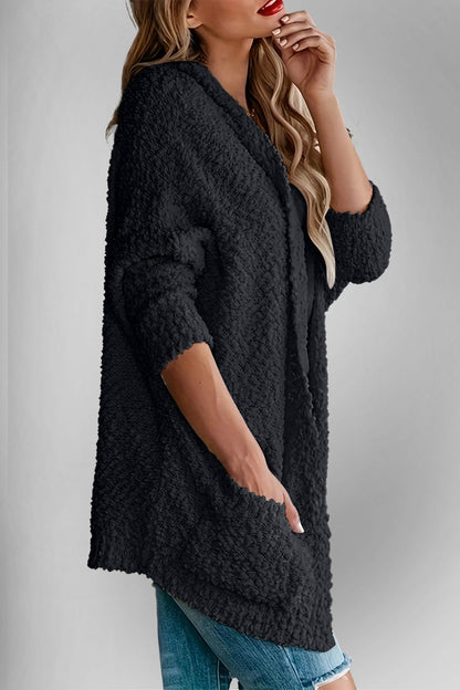 Lara's Dubbel Take Pocketed Open Front Langen Mouwen Cardigan