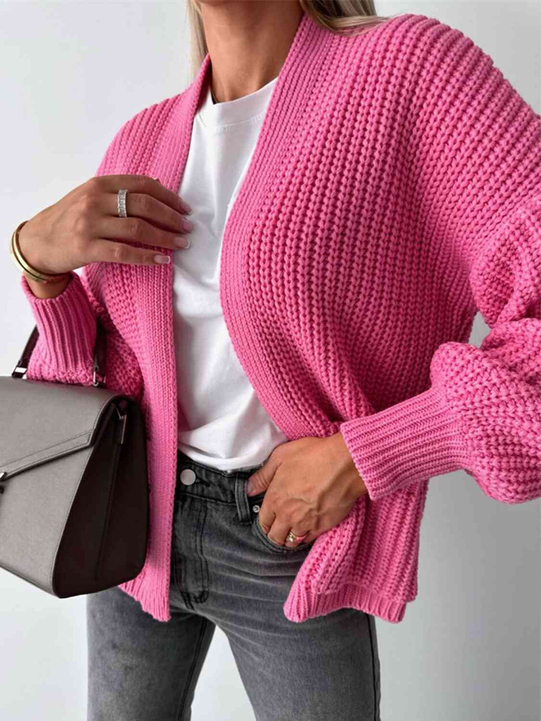 Hippe Open Front Cardigan met Verlaagde Schouderlijn voor een Relaxed Uiterlijk