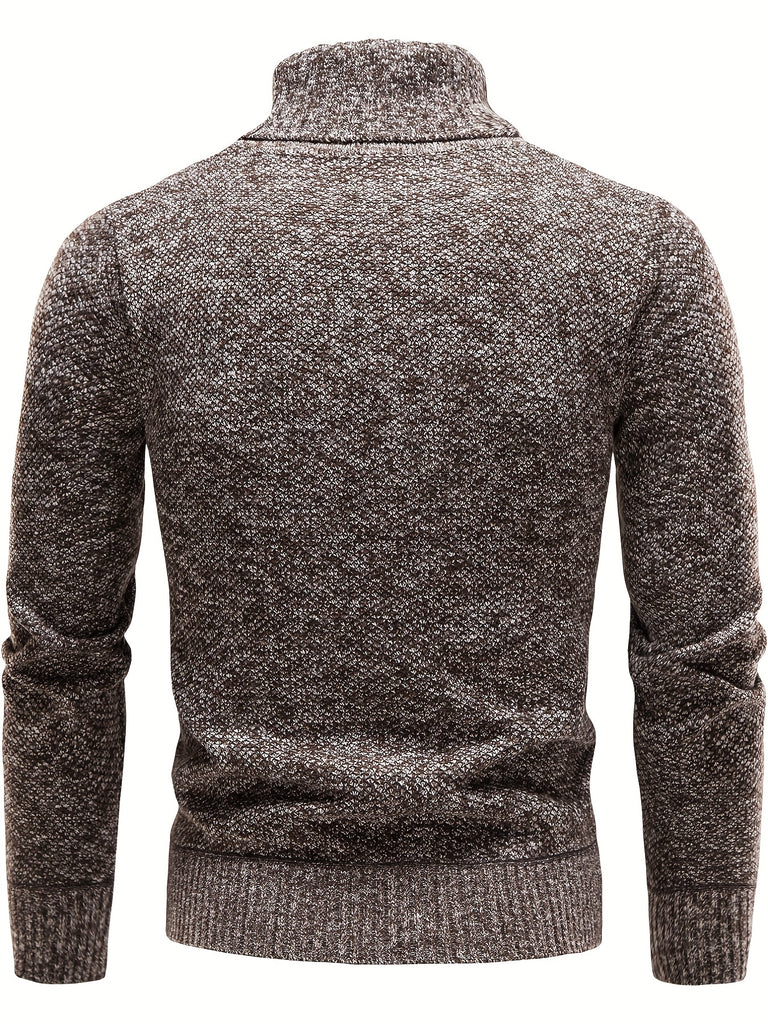 Slim Fit Heren Trui met Hoge Hals - Gezellige Gebreide Pullover voor de Koudere Maanden