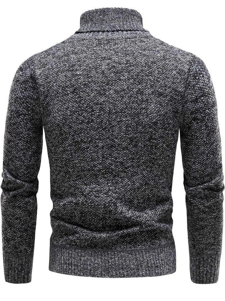 Slim Fit Heren Trui met Hoge Hals - Gezellige Gebreide Pullover voor de Koudere Maanden