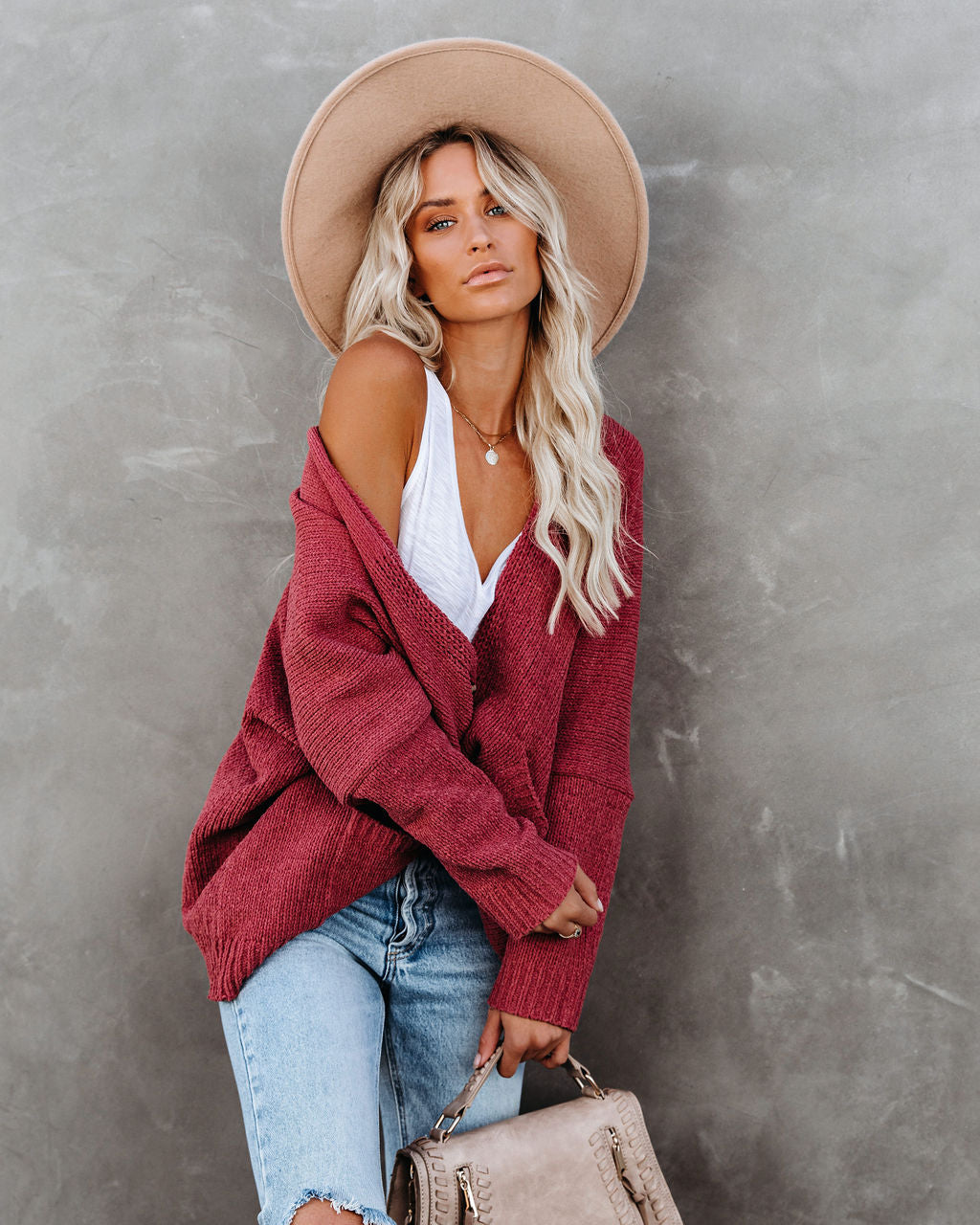 Trendy Knoopsluiting Cardigan - Zacht Roze