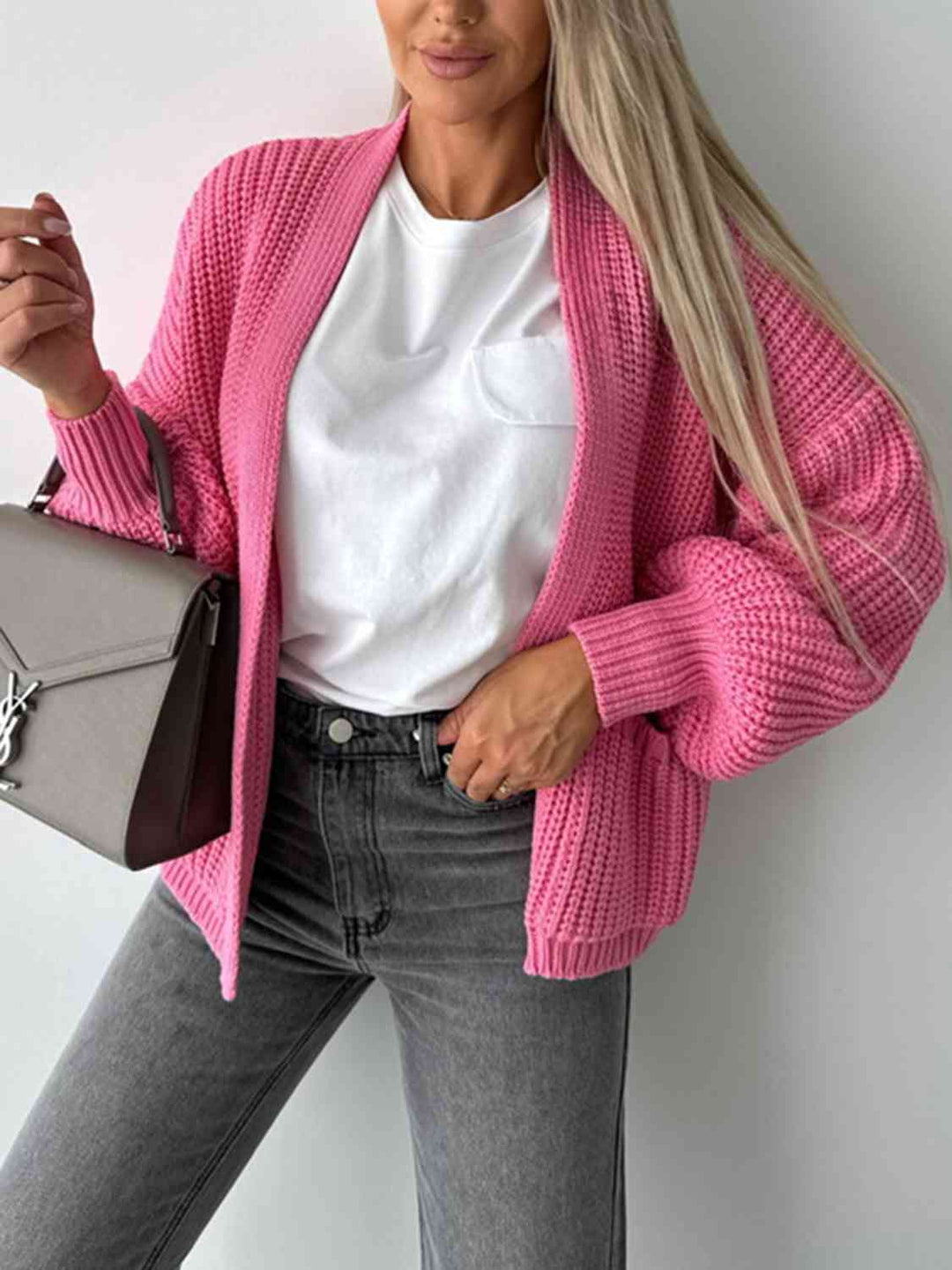 Hippe Open Front Cardigan met Verlaagde Schouderlijn voor een Relaxed Uiterlijk