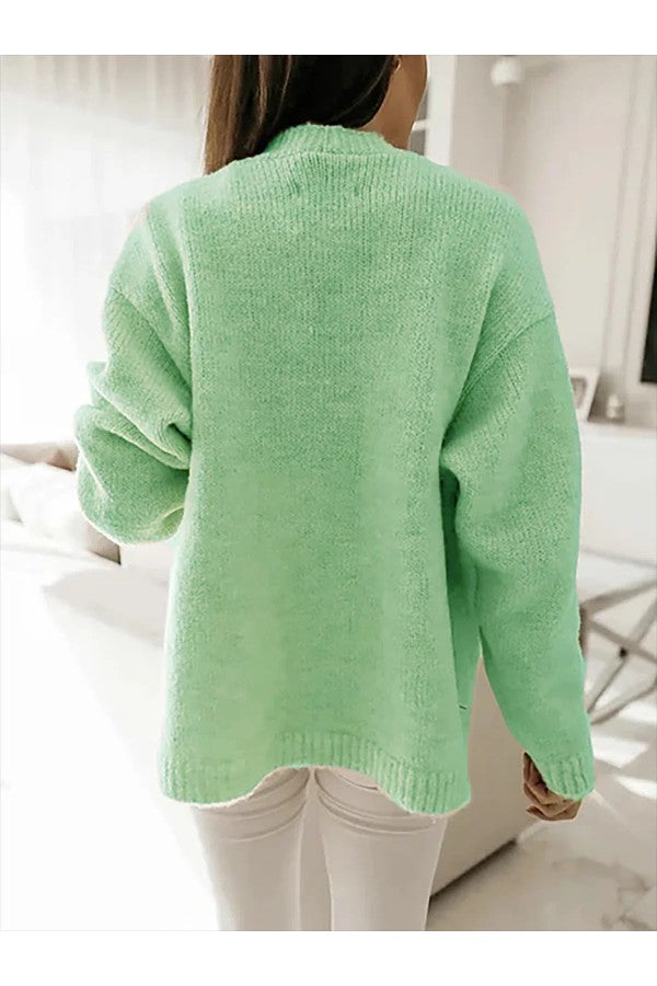 Casual groene trui met elegante kraag